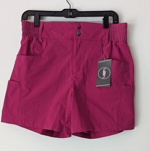 NWT Viodia Women'sHiking Athletic Shorts Size M Pink ElasticWaist ZipperedPocket